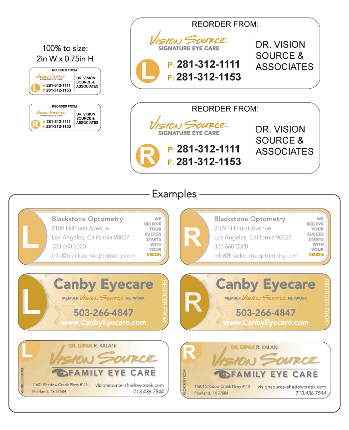 Contact Lens Labels, 1000 L & 1000 R